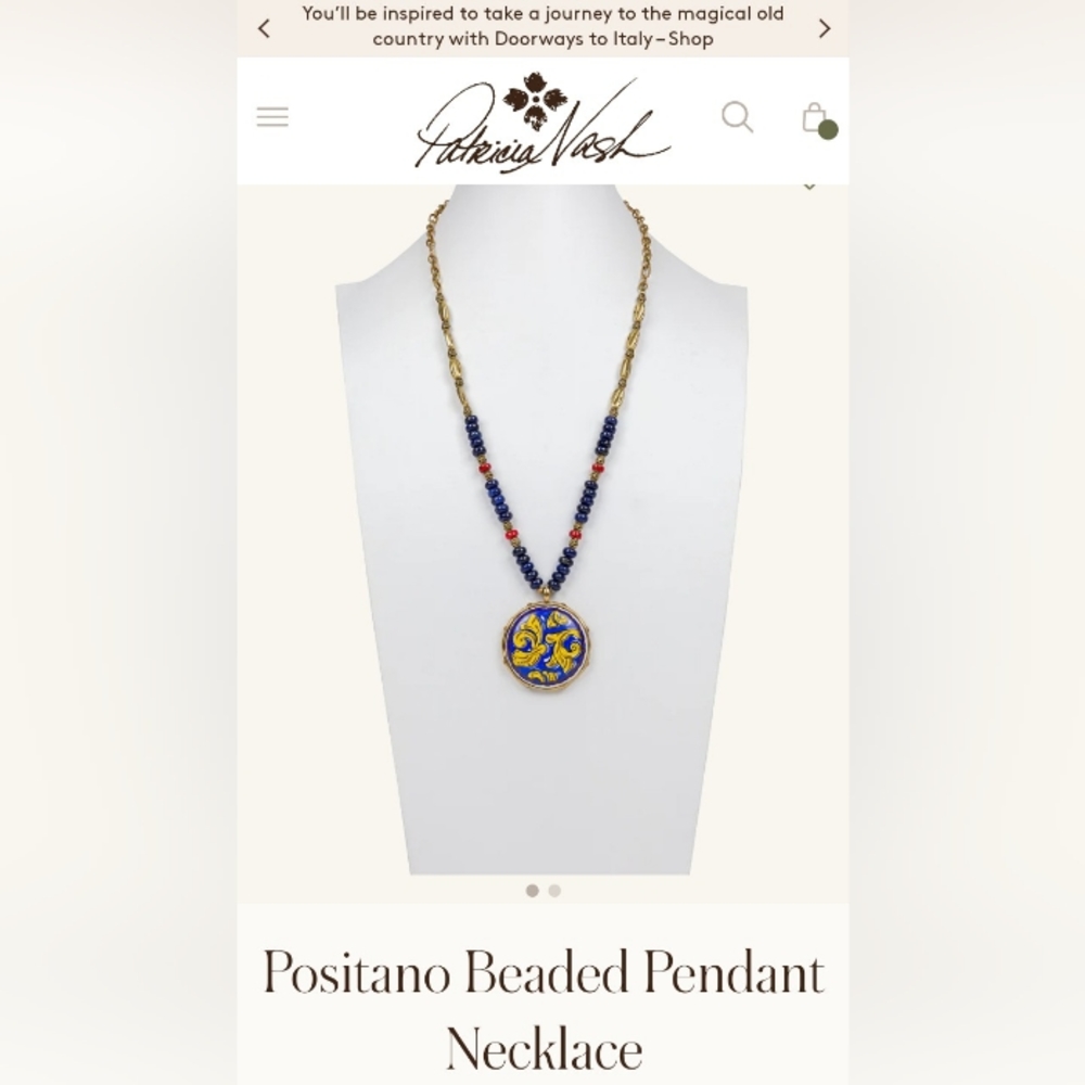 Patricia Nash Positano Beaded Ceramic Pendant Necklace Coral & Lapis - Picture 9 of 10